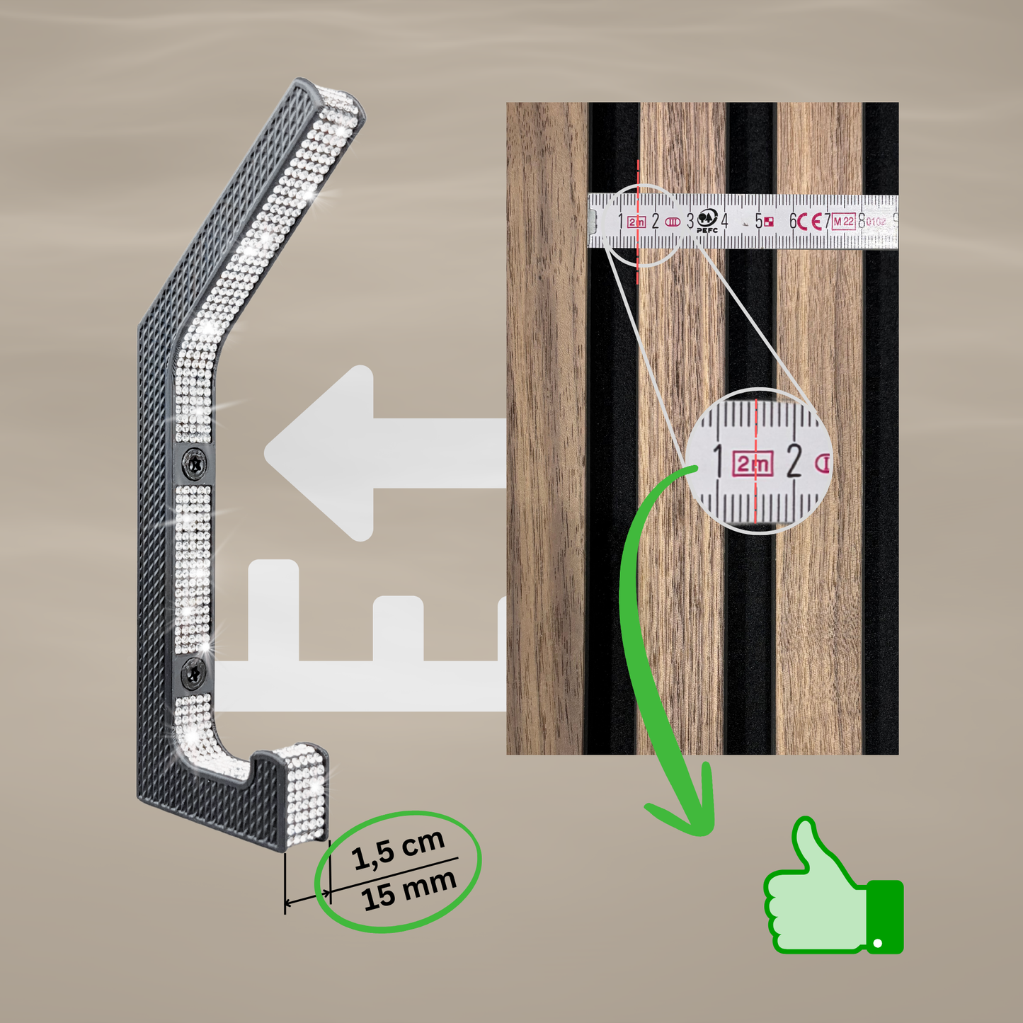 glämfän® Glamour Haken Schwarz / Silber