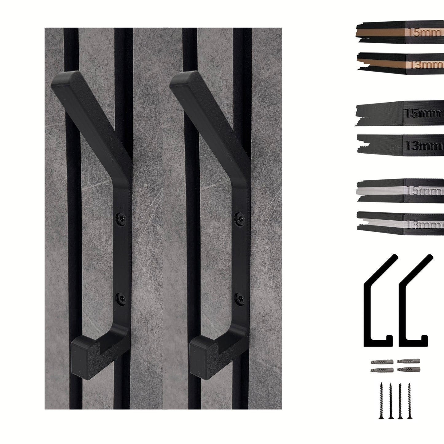 2 Garderobenhaken für Akustikpaneele und Wände