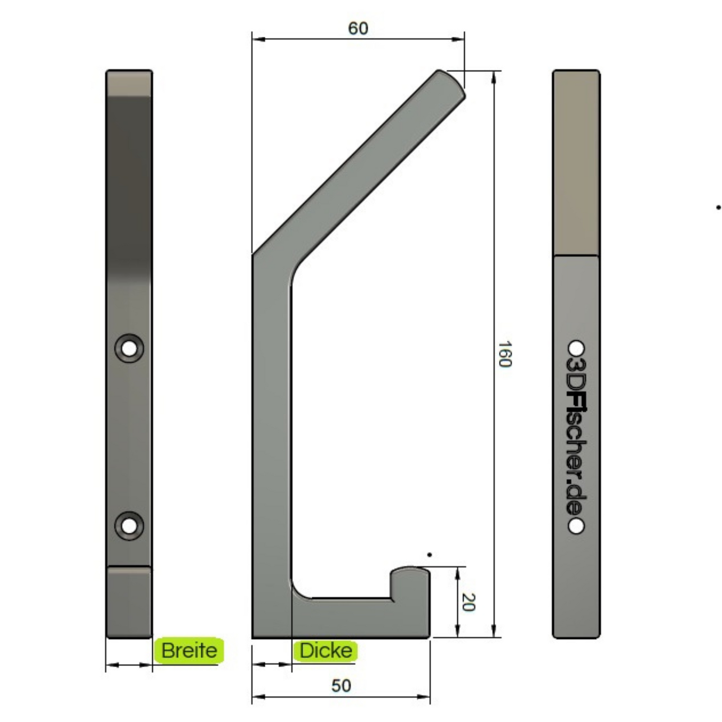 Maßanfertigung Garderobenhaken, mehrfarbig, Oberfläche smooth