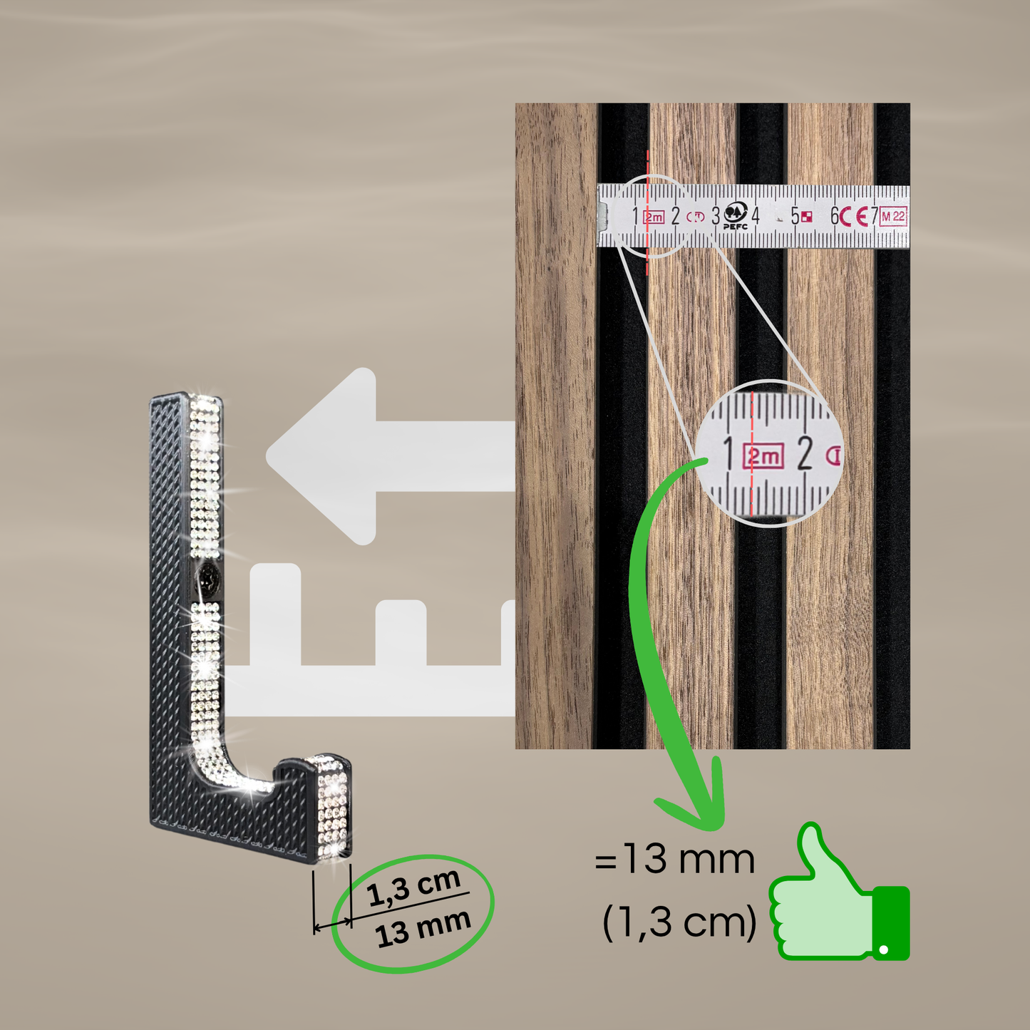 glämfän® Glamour Haken kurz Schwarz / Silber