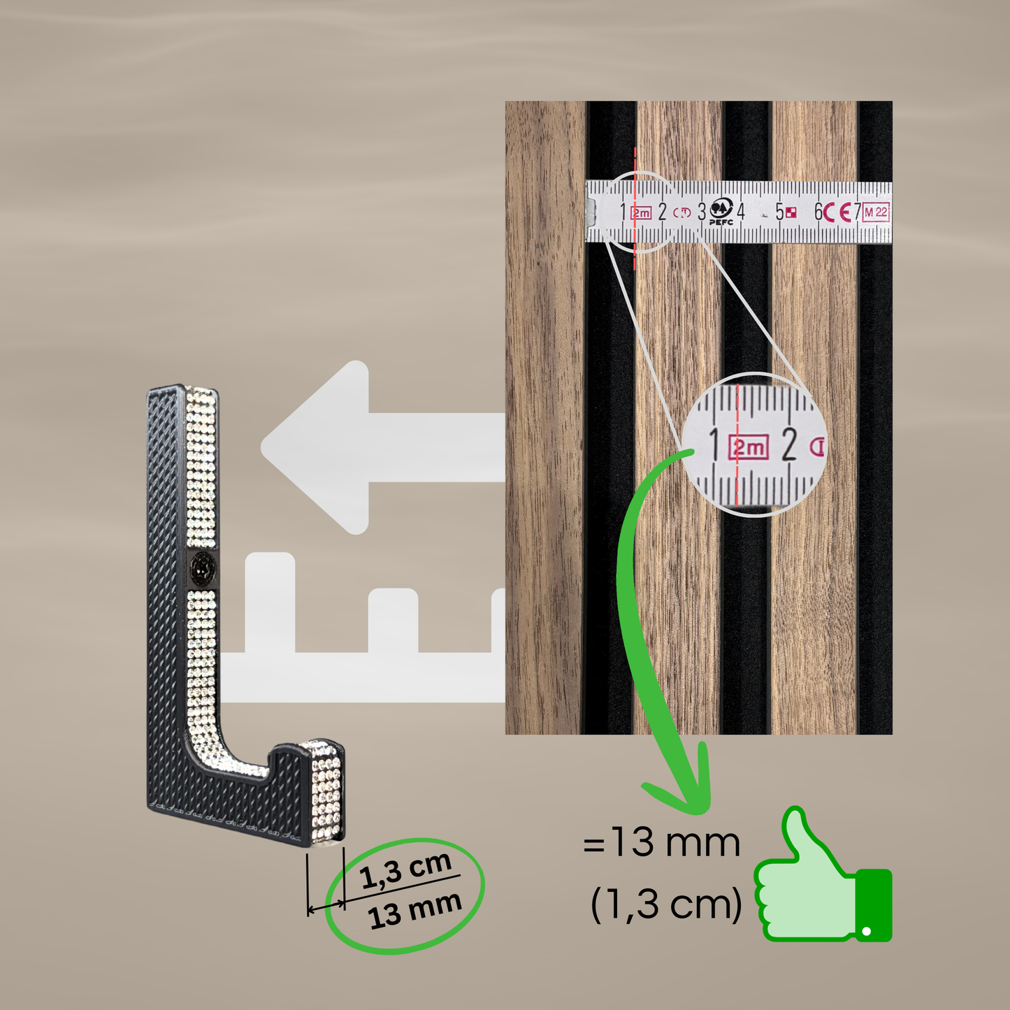 glämfän® Glamour Haken kurz Schwarz / Silber