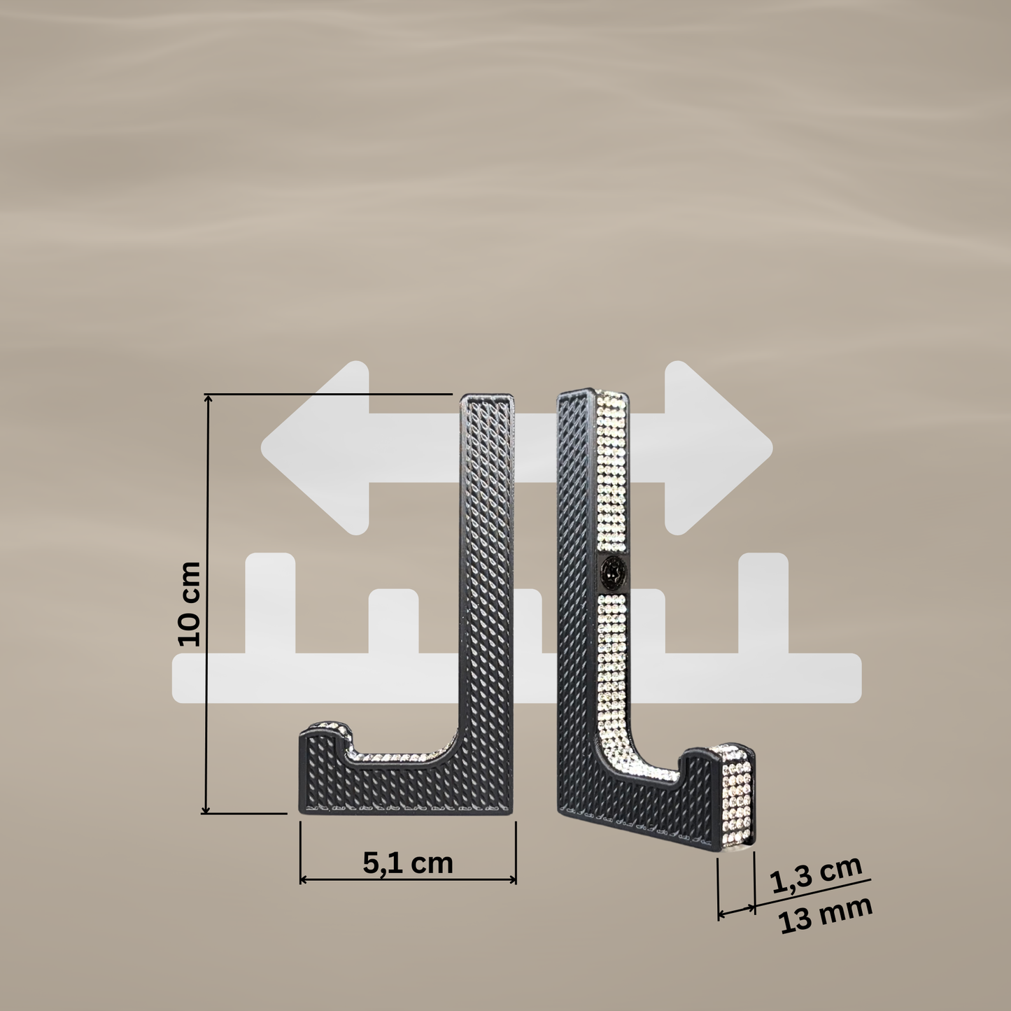 glämfän® Glamour Haken kurz Schwarz / Silber