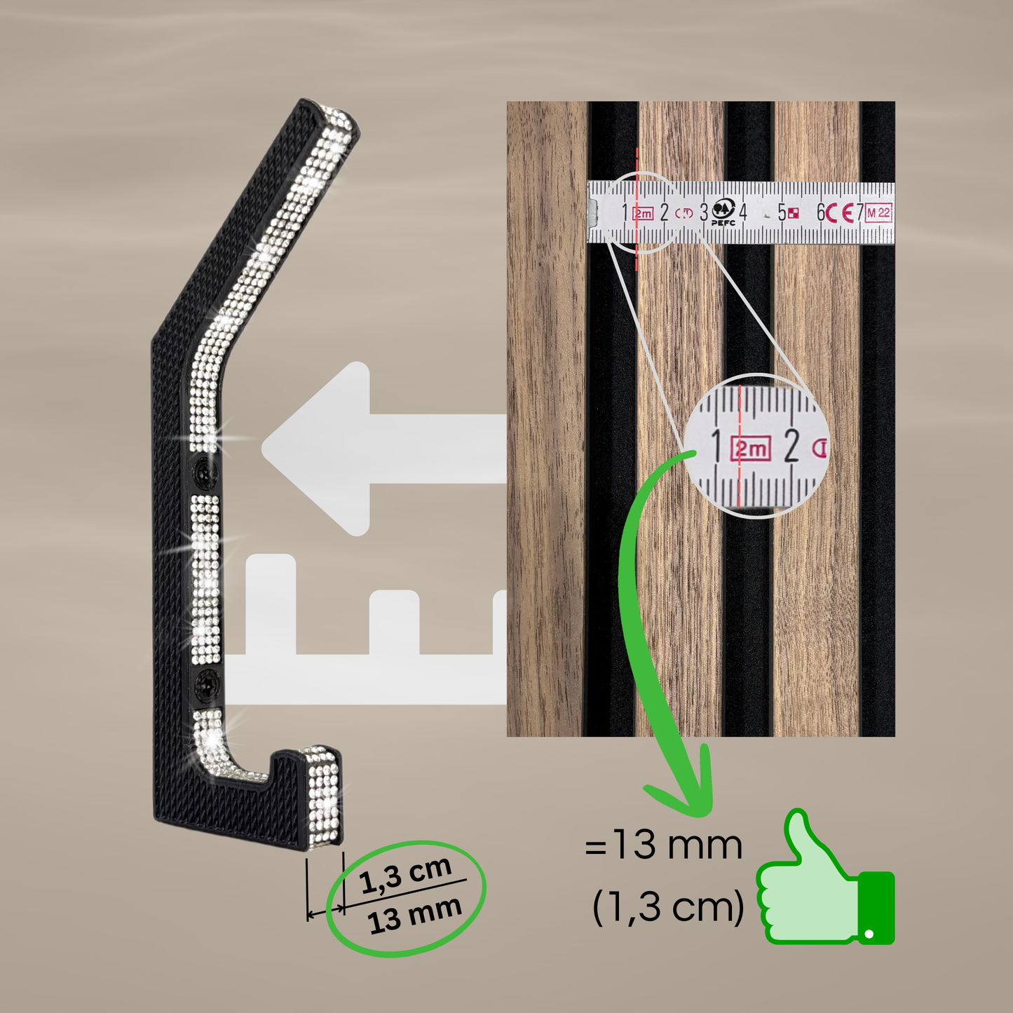 glämfän® Glamour Haken Schwarz / Silber