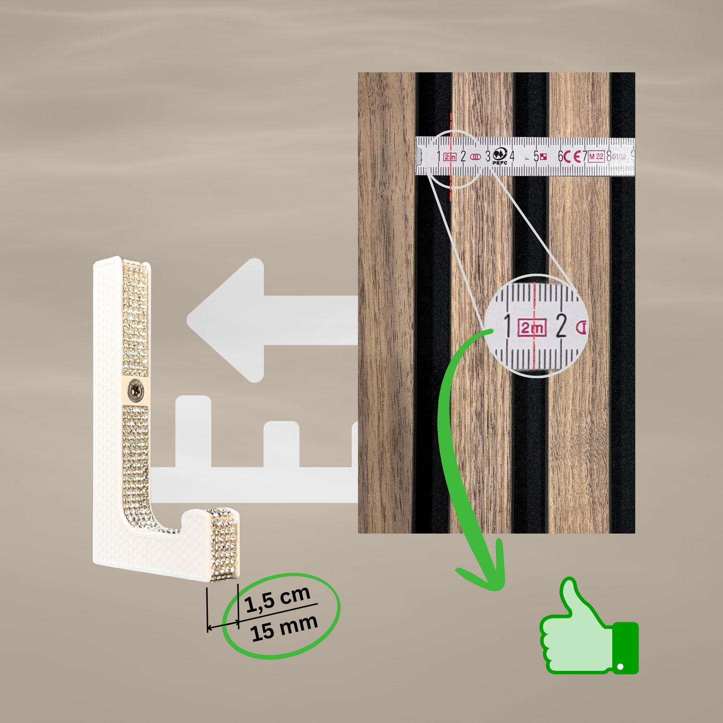 glämfän® Glamour Haken kurz Weiß / Silber