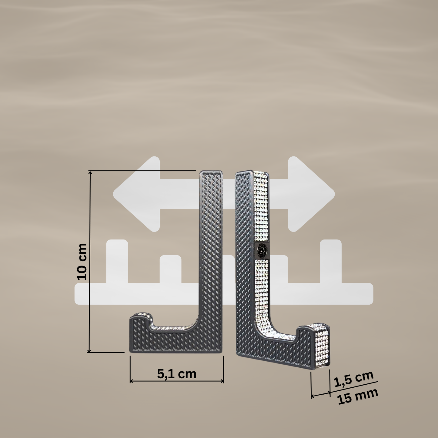 glämfän® Glamour Haken kurz Schwarz / Silber