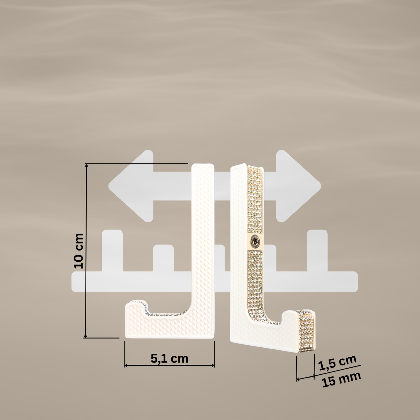 glämfän® Glamour Haken kurz Weiß / Silber