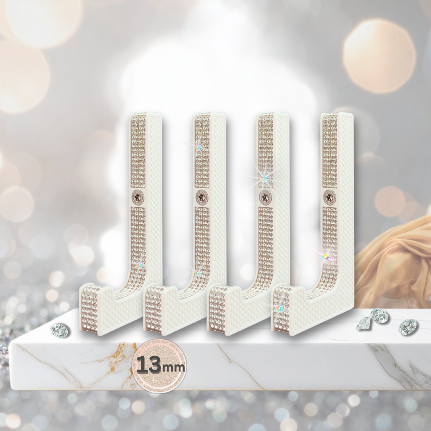 glämfän® Glamour Haken kurz Weiß / Silber