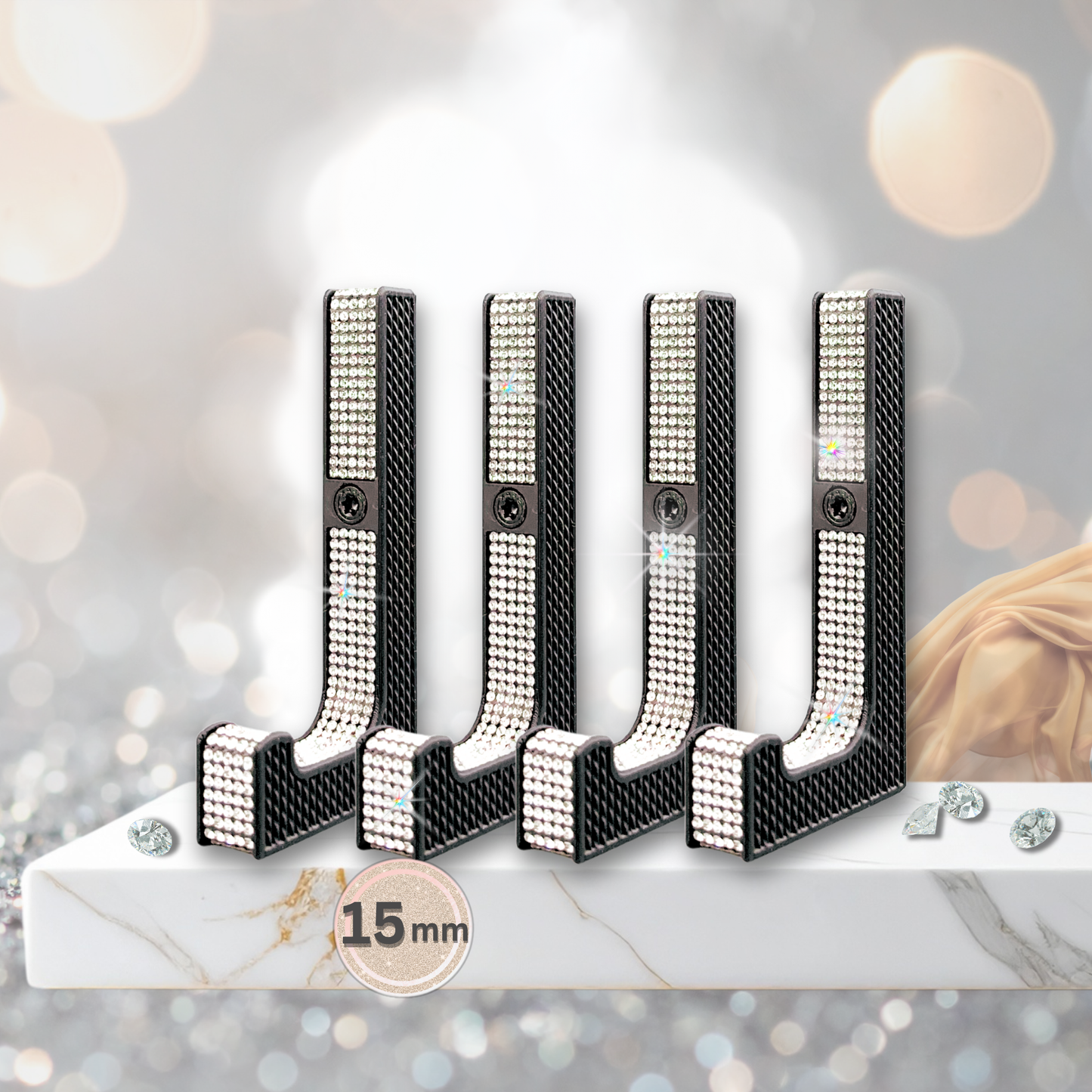 glämfän® Glamour Haken kurz Schwarz / Silber