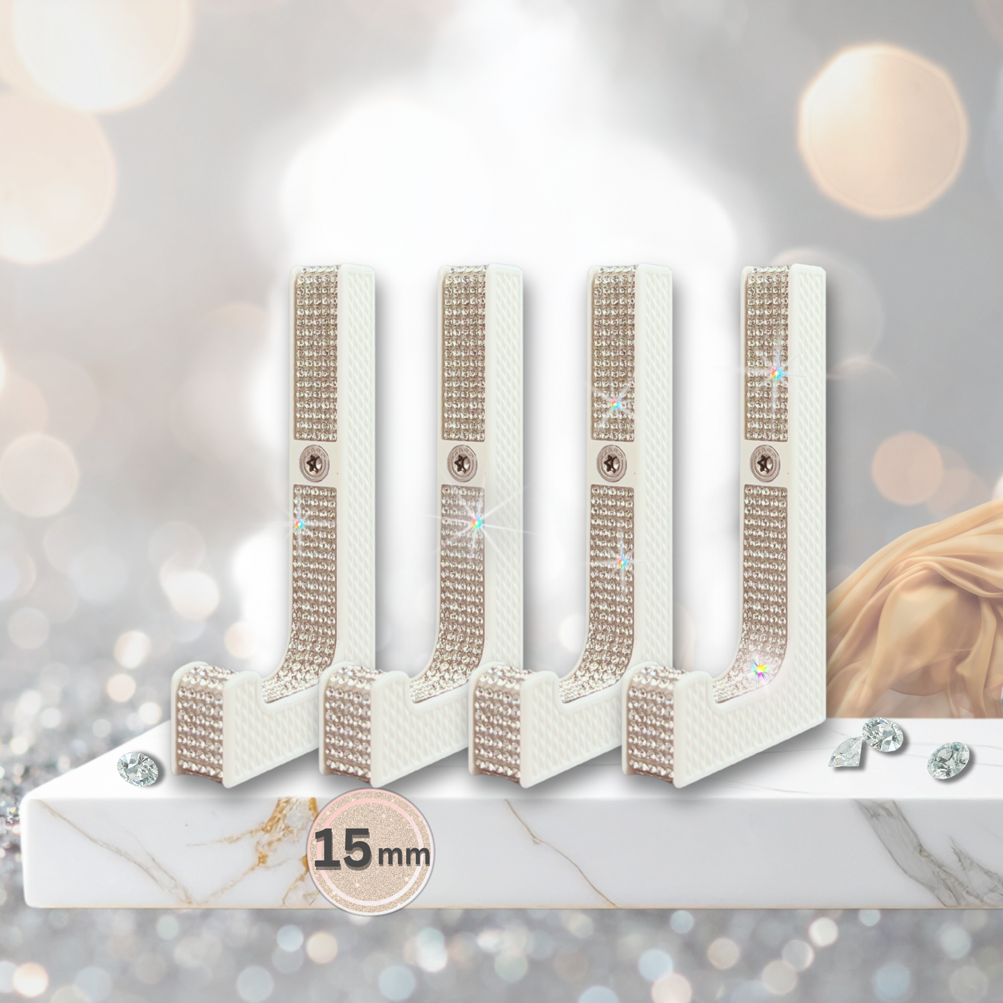 glämfän® Glamour Haken kurz Weiß / Silber