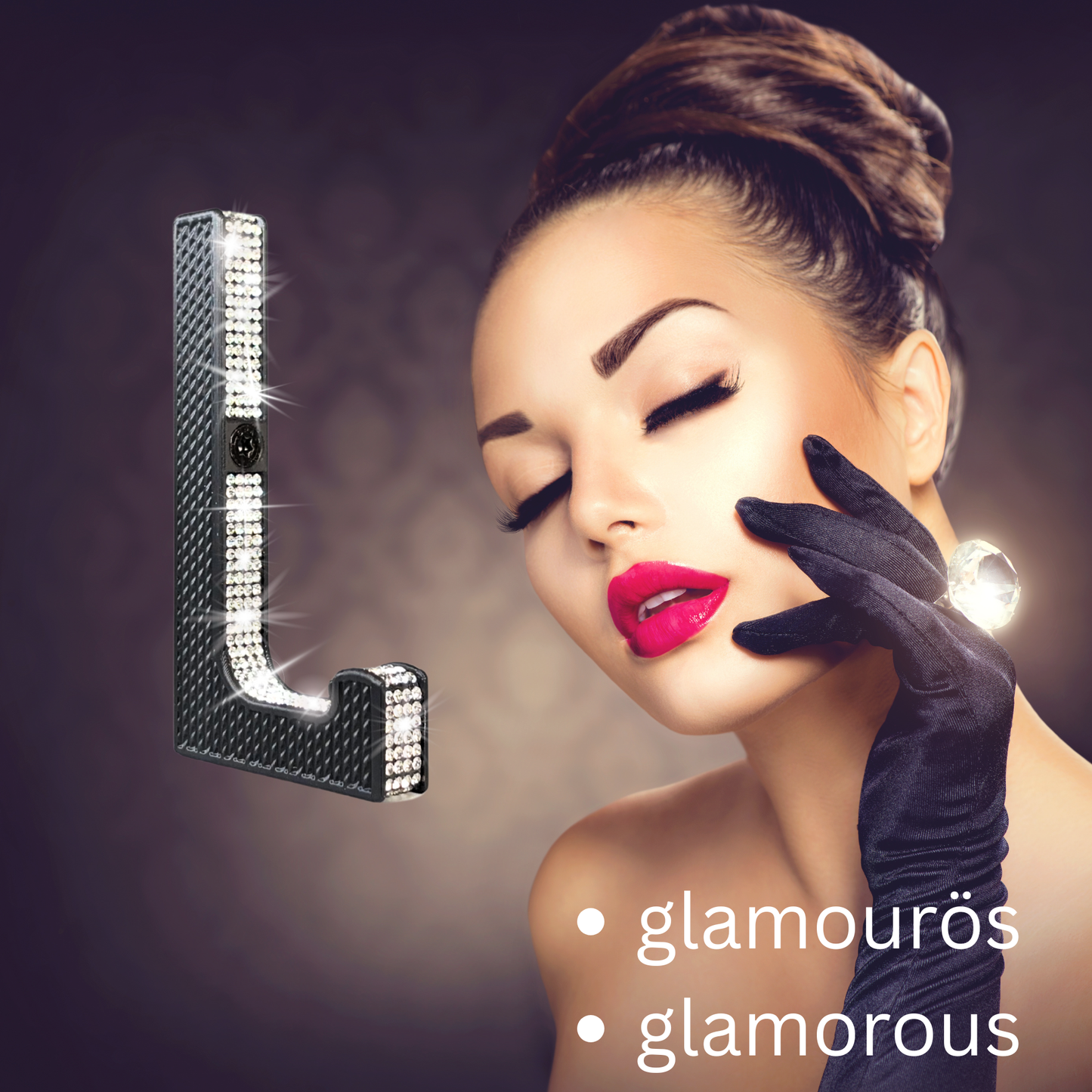 glämfän® Glamour Haken kurz Schwarz / Silber