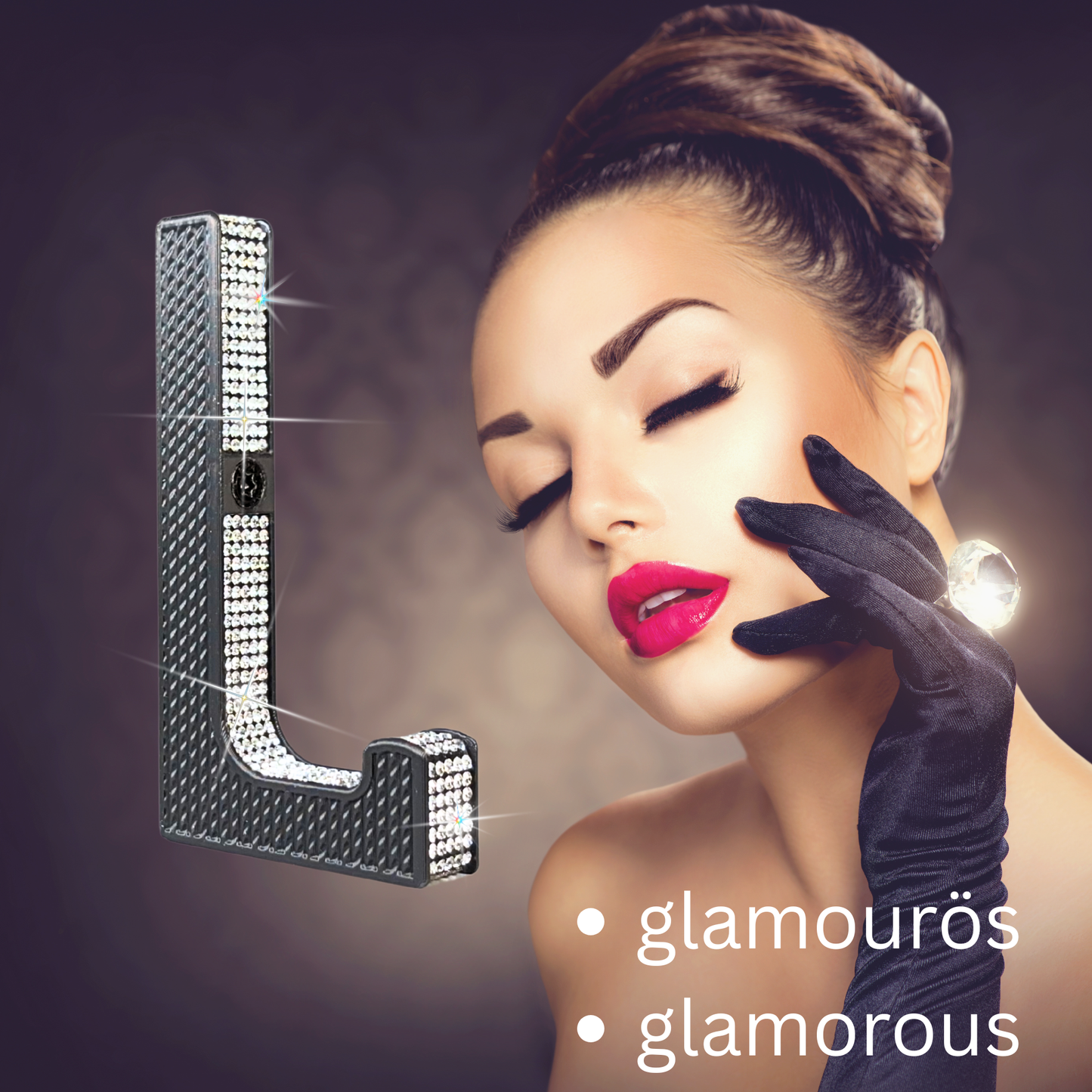 glämfän® Glamour Haken kurz Schwarz / Silber