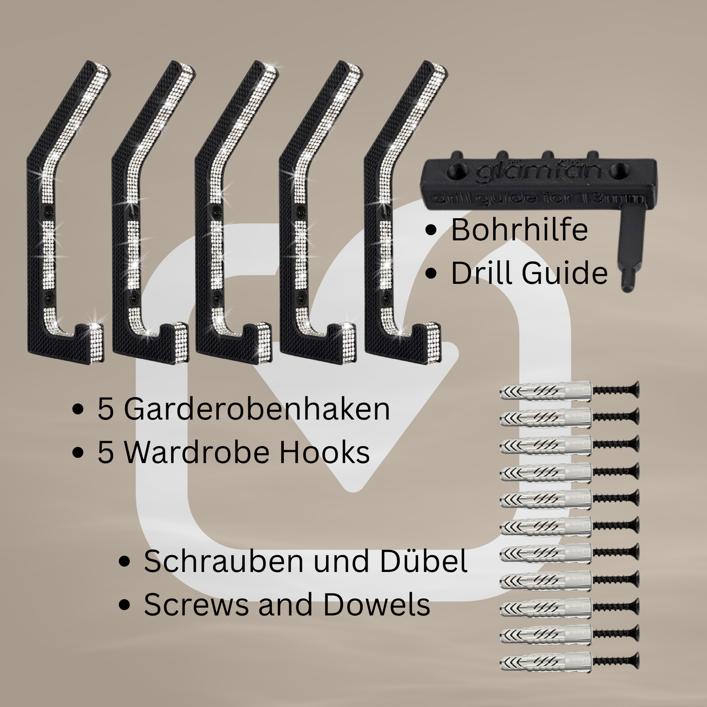 glämfän® Glamour Haken Schwarz / Silber