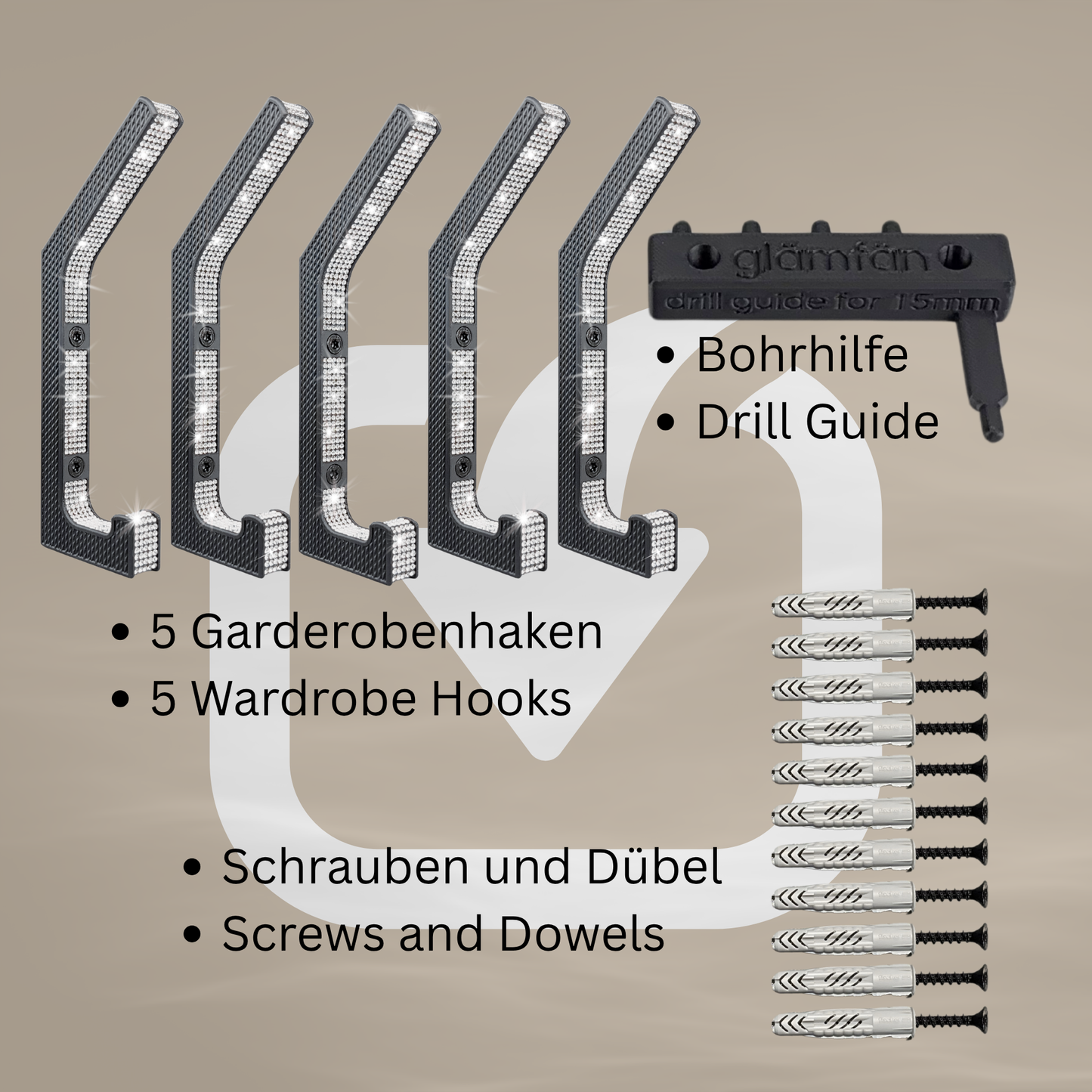 glämfän® Glamour Haken Schwarz / Silber