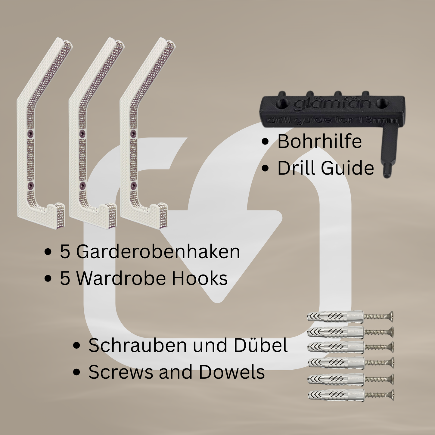 glämfän® Glamour Haken Weiß / Silber