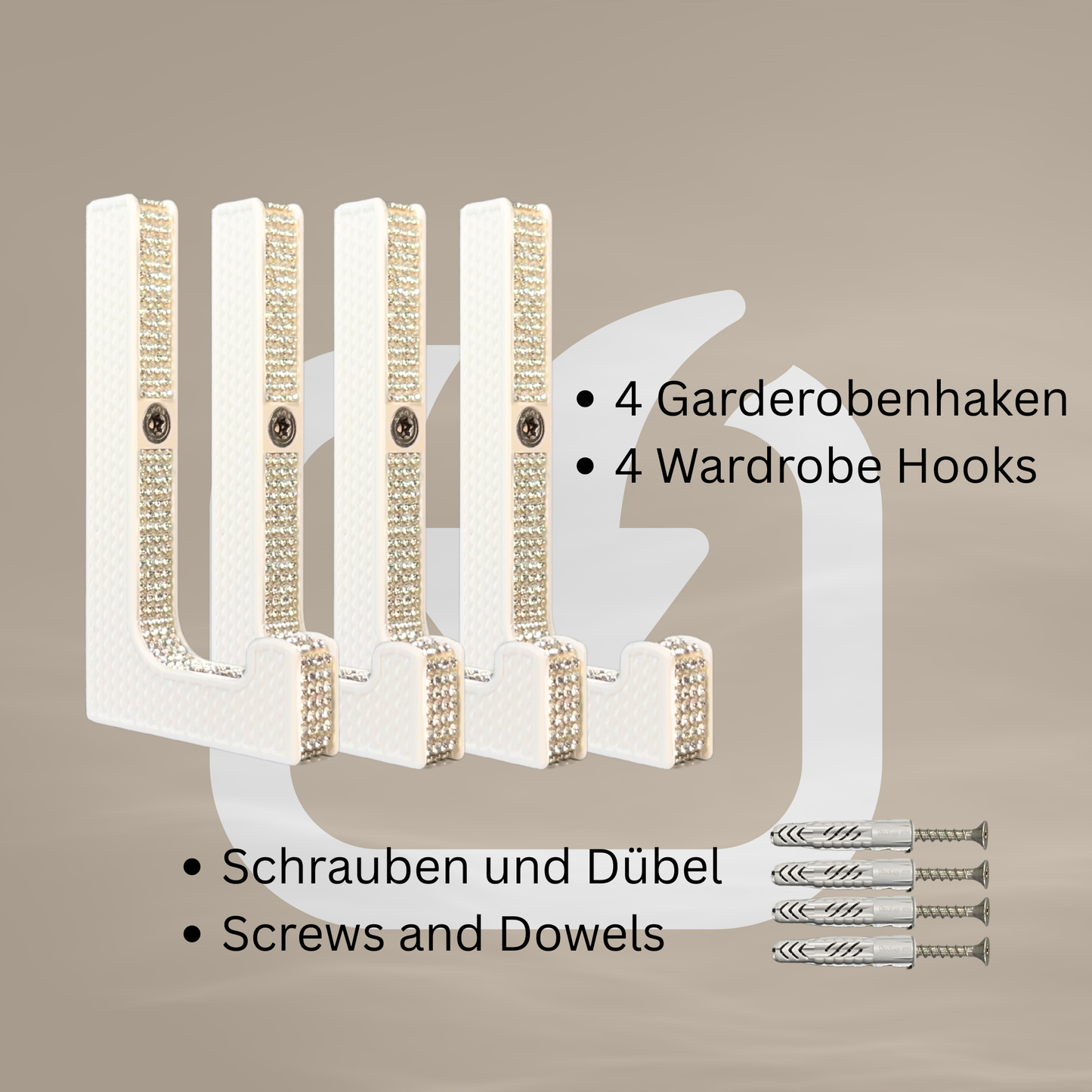 glämfän® Glamour Haken kurz Weiß / Silber