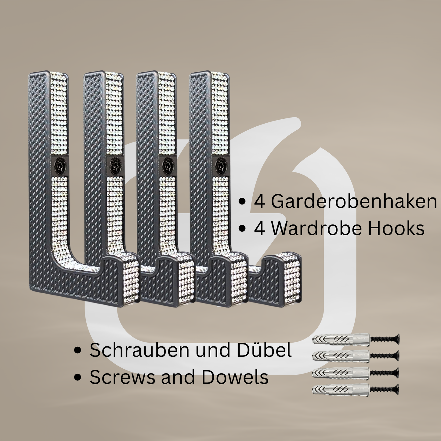 glämfän® Glamour Haken kurz Schwarz / Silber