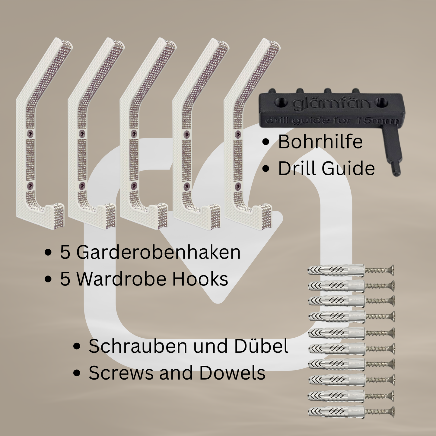 glämfän® Glamour Haken Weiß / Silber