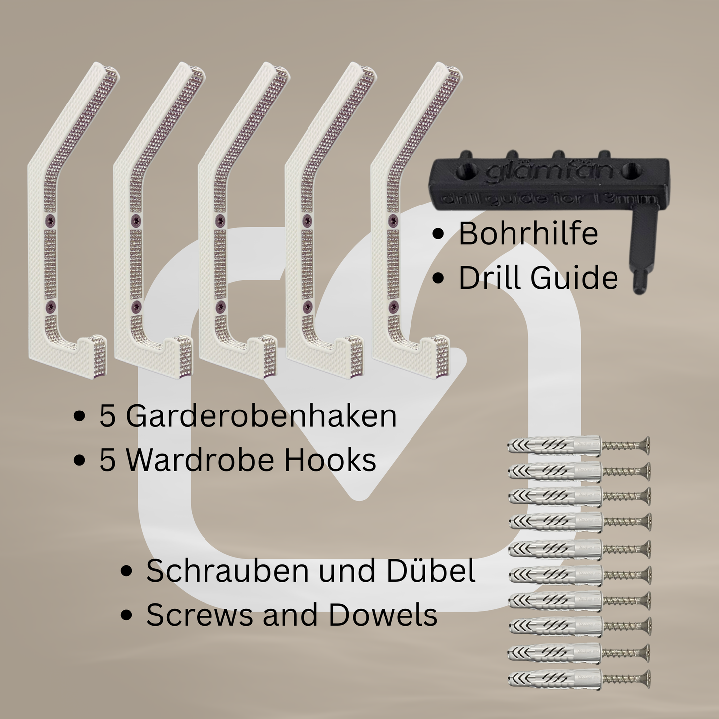 glämfän® Glamour Haken Weiß / Silber