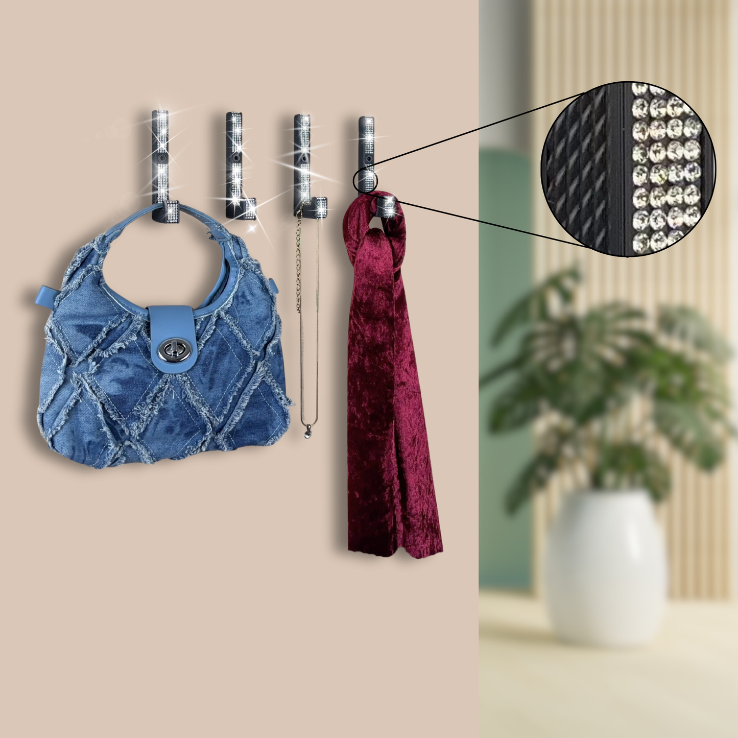 glämfän® Glamour Haken kurz Schwarz / Silber